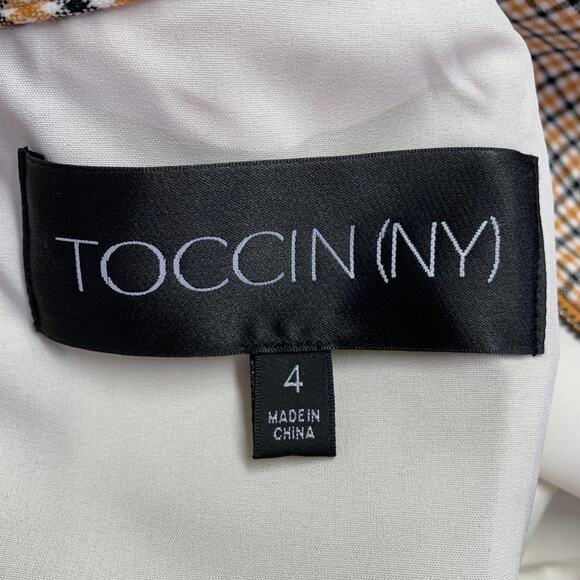 TOCCIN(NY) Size 4 Beige Black Polyester Blend Checkered Sleeveless Dress - Picture 5 of 6